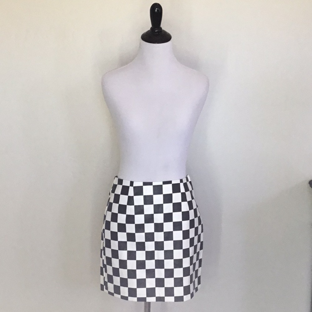 Black and white like leather skirt